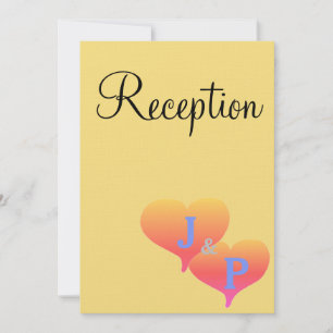 Invitation Coeurs du coucher de soleil jaune-jaune Monogramme