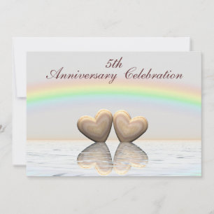 Invitation Coeurs en bois du 5e anniversaire