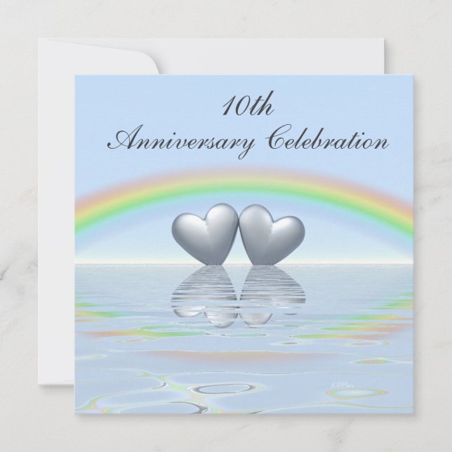 Invitation Cœurs en boîte pour 10e anniversaire de mariage (Devant)