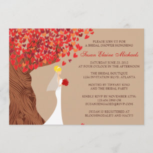 Invitation Coeurs en chute Fête de l'mariée d'automne de chên