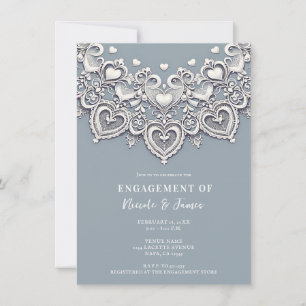 Invitation Cœurs en dentelle blanche Charme romantique Fête d