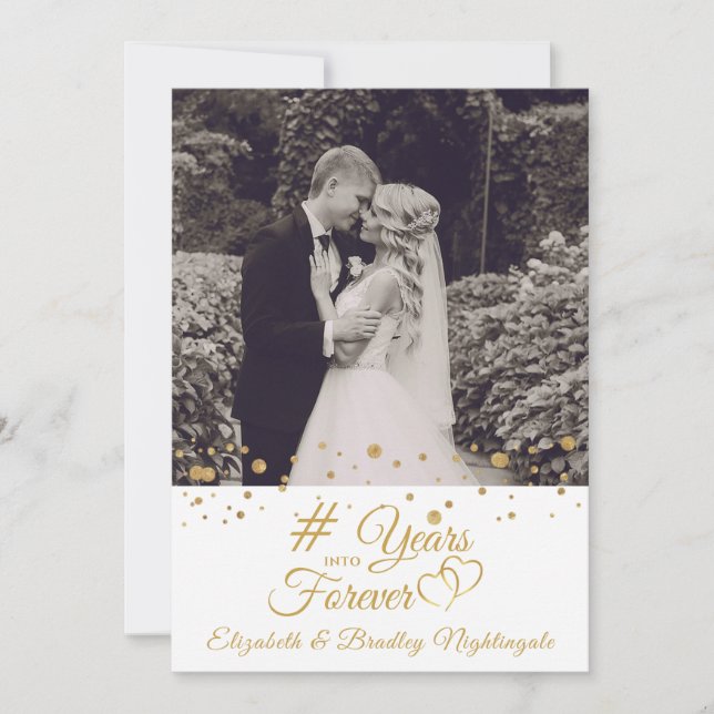 Invitation Cœurs en or d'anniversaire DES ANNÉES DANS L'ÉTERN (Devant)