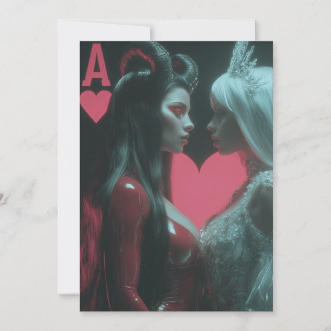 Invitation Coeurs enmêlés : Ange & Diable (Devant)