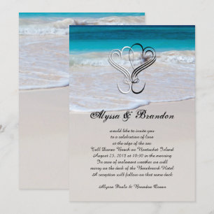 Invitation Coeurs et océan Scène personnalisée Mariage Invita