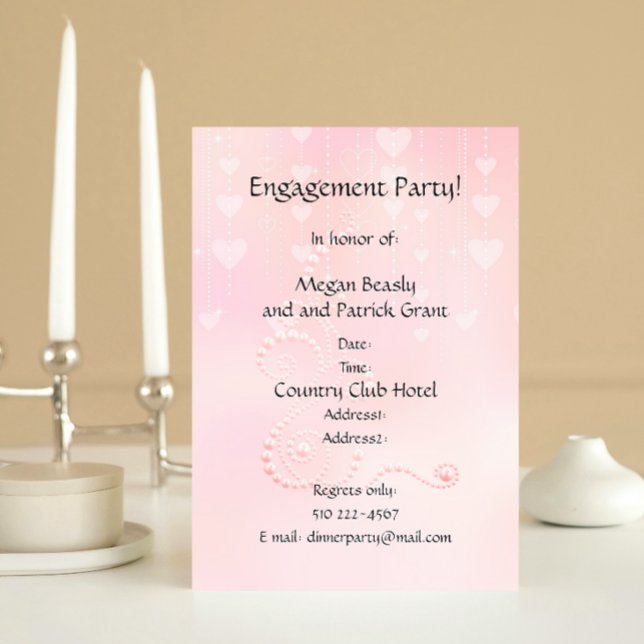 Invitation Coeurs et perles roses (Créateur téléchargé)
