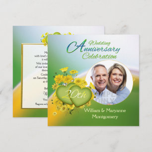 Invitation Coeurs fleurs sauvages 20e anniversaire de la fête