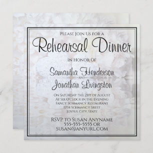 Invitation Coeurs floraux blancs Vagues Dîner de répétition M