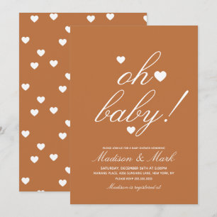 Invitation Cœurs flottants minimalistes Baby Shower Terreux