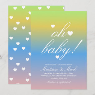 Invitation Coeurs flottants minimalistes Dégradé Baby shower