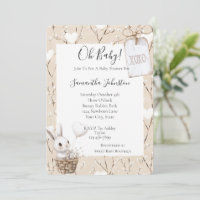 Coeurs lapins blancs dans un Baby shower panier XO