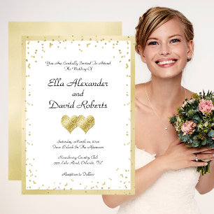 Invitation Coeurs Mariages or élégant