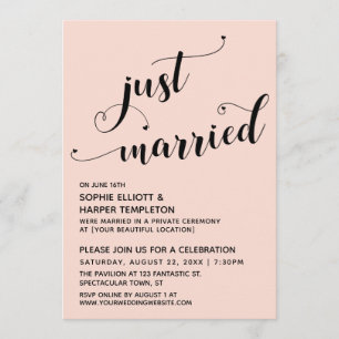 Invitation Coeurs mariés Typographie Blush Réception
