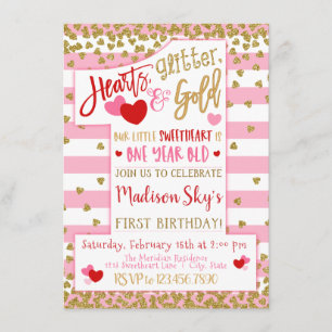 Invitation Coeurs, Parties scintillant, et or ! Saint Valenti