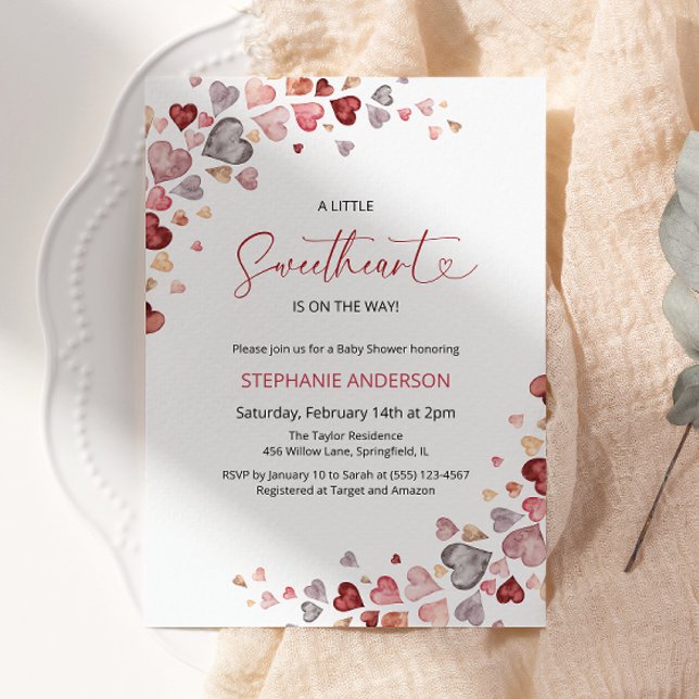 Invitation Coeurs Petite amoureuse Baby shower fille (Créateur téléchargé)