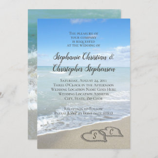 Invitation Coeurs pittoresques dans le mariage de Sand Beach