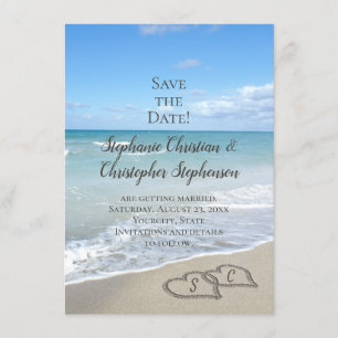 Invitation Coeurs pittoresques sur la plage de sable Économis