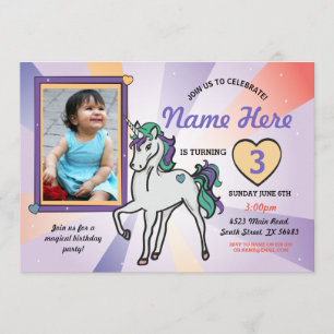 Invitation Coeurs pourpres d'invitation d'anniversaire de