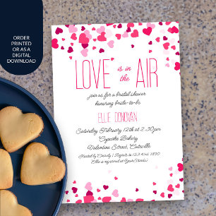 Invitation Coeurs rose vif Fête des mariées sucrée Valentine