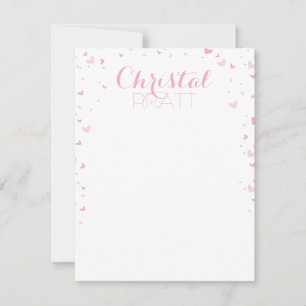Invitation Coeurs roses Confetti Papier à lettres personnalis