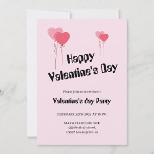 Invitation Coeurs roses mignons heureux valentines jour