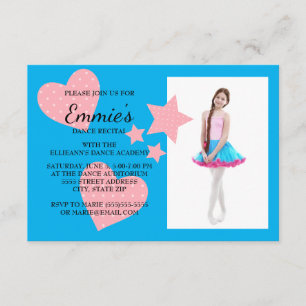 Invitation Coeurs roses mignons Stars Blue Dance Considérant 