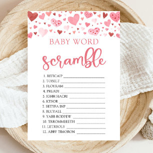 Invitation Coeurs roses Valentine Baby Word Scramble Jeu