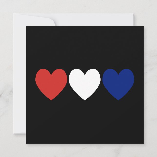 Invitation Coeurs rouge blanc et bleu (Devant)