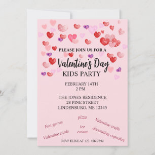 Invitation Coeurs rouge, rose, violet Saint Valentin