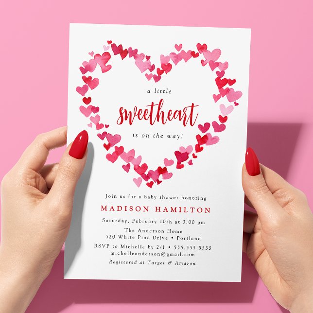 Invitation Coeurs rouges et roses Petit Baby shower amoureux (Créateur téléchargé)
