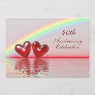 Invitation Cœurs rubis pour le 40e anniversaire