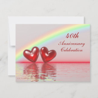 Invitation Cœurs rubis pour le 40e anniversaire