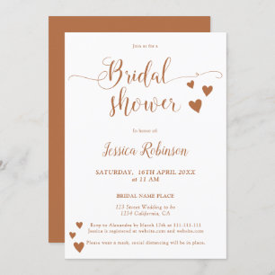 Invitation Coeurs simples en terre cuite script chic douche n