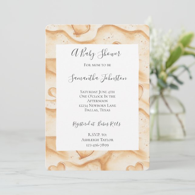 Invitation Coeurs tropicaux dans le Baby shower de plage de s (Debout devant)