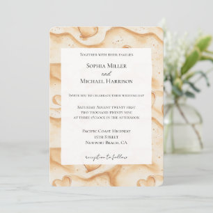 Invitation Coeurs tropicaux en Mariage de sable