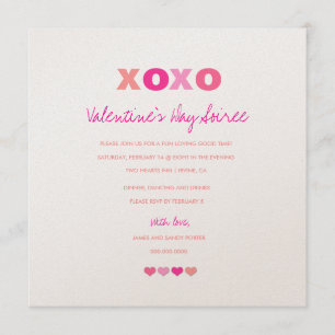 Invitation Coeurs XOXO métalliques dans une rangée