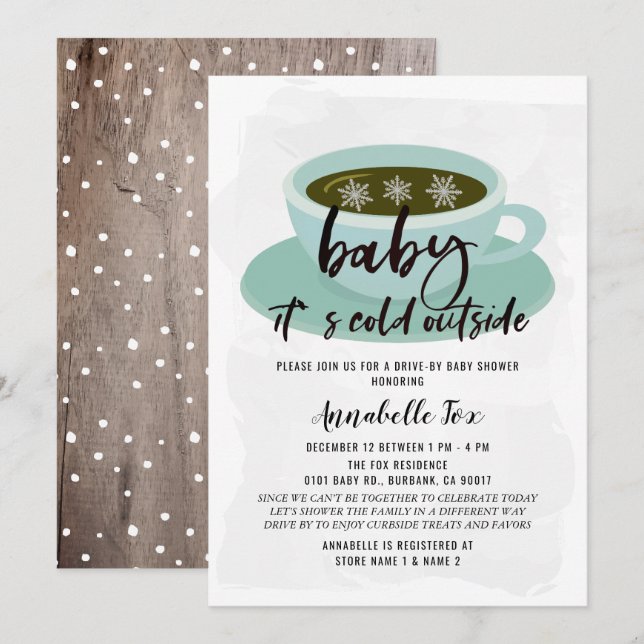 Invitation Coffee Cup Baby Son Baby shower Cold Drive by (Devant / Derrière)