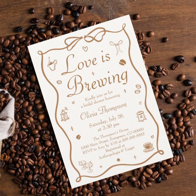 Invitation Coffee Love is Brewing Bridal Shower (Créateur téléchargé)