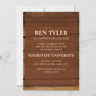 Invitation Coffre de collège en bois rustique pour fête