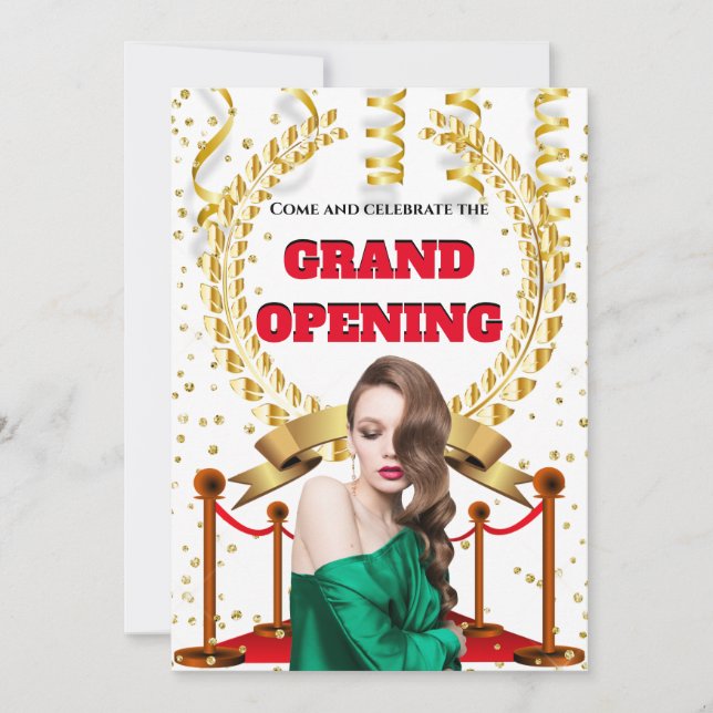 Invitation Coiffeur salon grand ouverture VIP tapis rouge (Devant)