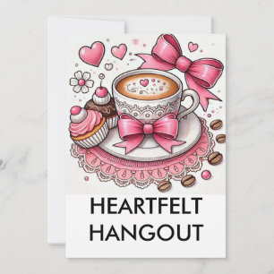 Invitation Coiffure café coquette florale coeurs Valntine fêt