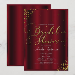 Invitation Coins audacieux de confettis de rouge et d'or de