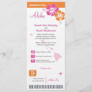 Invitation Col d'embarquement des Mariages d'Hawaï