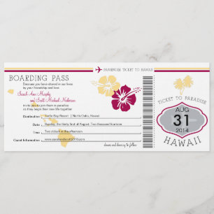 Invitation Col Mariage d'embarquement à Hawaï