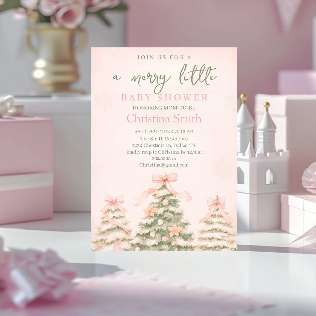 Invitation Cold Elegant A Pink Bow Coquette Baby Shower (Créateur téléchargé)
