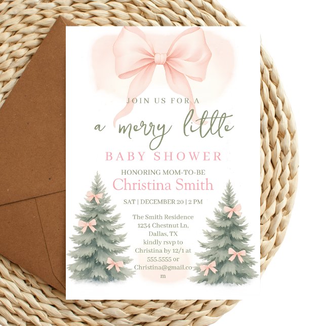 Invitation Cold Elegant A Pink Bow Coquette Baby Shower (Créateur téléchargé)