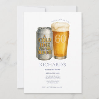 Invitation Cold One pour l'ancien homme du 60e anniversaire