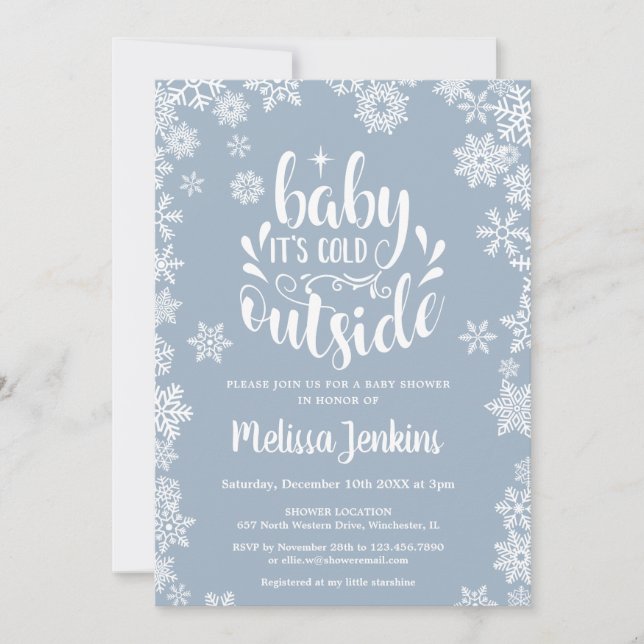 Invitation Cold Outside Boy Winter Baby Shower All In One (Devant)