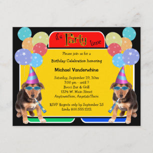 Invitation Colibri allemand Puppy Birthday Barker
