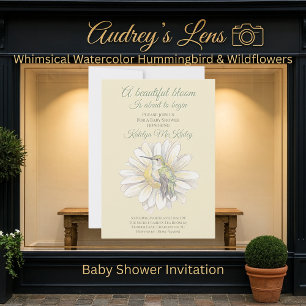 Invitation Colibri et marguerite à l'aquarelle fantaisiste