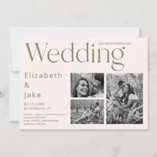 Invitation Collage contemporain B/W Photo Blush II Mariage